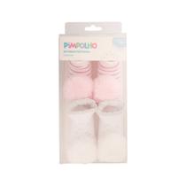 KIT MEIA BEBE 2 PARES FESTA POMPOM RN RECEM NASCIDO PIMPOLHO TEXTURA BRANCA E ROSA COM Textura KIT MEIA BEBE 2 PARES FESTA POMPOM RN RECEM NASCIDO PIMPOLHO TEXTURA BRANCA E ROSA COM Textura