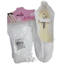 kit Meia calça fio 40,mais sapatilha meia ponta em material sintético, sola inteira ballet, cor branca