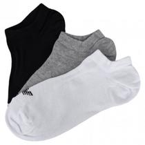 Kit Meia Cano Invisível 3 Pares New Balance Masculino - Preto, Cinza e Branco