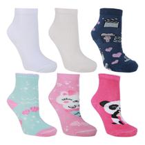 Kit Meia Cano Médio Infantil Cia Da Meia 6 Pares Menina Kit Meia Cano Médio Infantil Cia Da Meia 6 Pares Menina