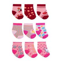 Kit Meia com 3 Pares Pimpolho para Bebê Menina 00 a 15