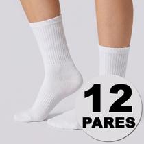 Kit Meia Dallf Cano Alto 12 pares Feminina Branca