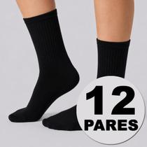 Kit Meia Dallf Cano Alto 12 pares Feminina Preta