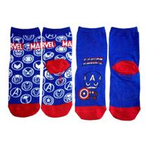 Kit meia Disney/Marvel infantil com 4 pares - 2 pares Ariel lilás e 2 pares Capitão América Basic