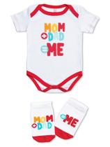 Kit Meia e Body Puket Mom+Dad=Me Branco Kit Meia e Body Puket Mom+Dad=Me Branco