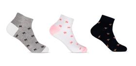 Kit Meia Feminina 3 Pares Estampada Cano Curto Basica Kit Meia Feminina 3 Pares Estampada Cano Curto Basica