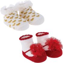 Kit meia festinha infantil C/2 pares RN feminino Pimpolho - DOURADA/VERMELHO Kit meia festinha infantil C/2 pares RN feminino Pimpolho - DOURADA/VERMELHO