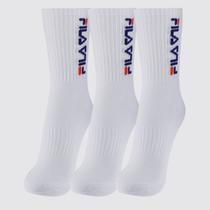 Kit Meia Fila 3 Pares Cano Alto Double Branco