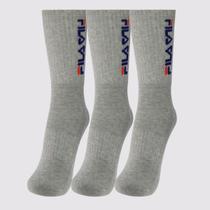 Kit Meia Fila 3 Pares Cano Alto Double Cinza