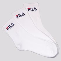 Kit Meia Fila 3 Pares Cano Médio Branco Kit Meia Fila 3 Pares Cano Médio Branco