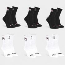 Kit Meia Fila Cano Alto C/ 6 Pares - Preto e Branco