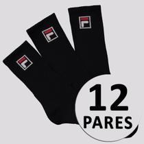 Kit Meia Fila Fbox 12 Pares Cano Alto Preto