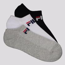 Kit Meia Fila Light 3 Pares Cano Curto Cinza Branca e Preta