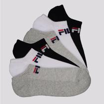 Kit Meia Fila Light 6 Pares Cano Curto Cinza Branca e Preta Kit Meia Fila Light 6 Pares Cano Curto Cinza Branca e Preta