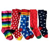 Kit Meia Infantil Colorida 3/4 Cano Alto 5 Pares Modinha
