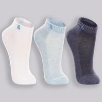 Kit Meia Infantil Lupo Básico Cano Baixo 3 Pares - Marinho e Branco