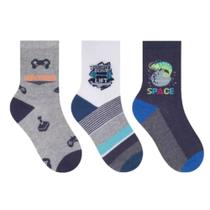 Kit Meia Infantil Masculino Selene 29 à34 Cz/Mr/Bc