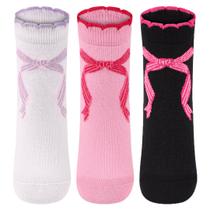kit Meia infantil menina cano médio estampada Lupo 3 pares