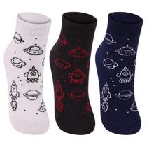 kit Meia infantil menino cano médio estampada Lupo 3 pares