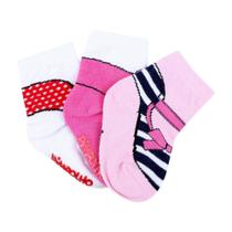 Kit Meia Infantil Pimpolho Cano Curto Estampada Feminina 3 Pares Kit Meia Infantil Pimpolho Cano Curto Estampada Feminina 3 Pares
