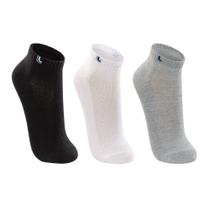 Kit Meia Infantil Sport - 3 Pares - Branca, Cinza e Preta - Lupo Branco e Preto
