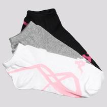 Kit Meia Kappa 3 Pares Cano Baixo Branca Cinza e Preta Kit Meia Kappa 3 Pares Cano Baixo Branca Cinza e Preta