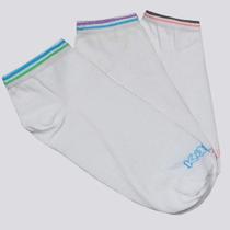 Kit Meia Kappa 3 Pares Sapatilha Branca Kit Meia Kappa 3 Pares Sapatilha Branca