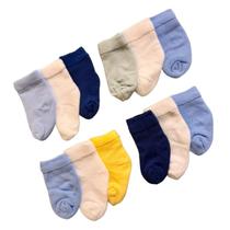 Kit Meia Lisa 12 Pares Cores Menina/Menino
