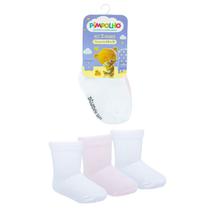 Kit Meia Lisa Bebê Infantil Com 3 Pares Tamanho Recém-Nascido RN - Pimpolho Baby