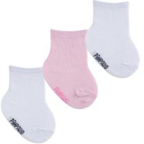 Kit Meia Lisa Pimpolho C/3 Feminino 16 a 20 Branco/Rosa 8480