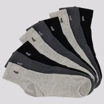 Kit Meia Lupo Cano Médio 9 Pares Preta e Cinza Mescla