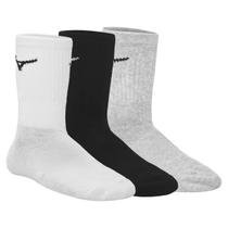 Kit Meia Mizuno Cano Médio Training Pacote com 3 pares - Branco e Preto