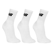 Kit Meia New Balance Logo Cano Alto C/ 3 Pares - Branco Kit Meia New Balance Logo Cano Alto C/ 3 Pares - Branco