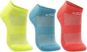 Kit Meia Olympikus Corre Sem Cano Neon 3 Pares Feminino - Amarelo+Laranja