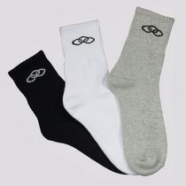 Kit Meia Olympikus Tripack Cano Médio Branca, Cinz