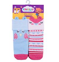 Kit meia pimpolho lúdica com 2 pares - tam. 16 a 20 - menina coruja