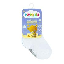 Kit meia pimpolho rn lisa com 3 pares - tam. 00 a 15 - branca e azul Kit meia pimpolho rn lisa com 3 pares - tam. 00 a 15 - branca e azul