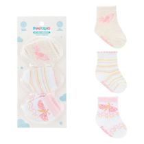 Kit meia presente c/3 prs 00-15 fem pimpolho bege passarinho Kit meia presente c/3 prs 00-15 fem pimpolho bege passarinho