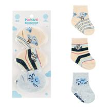 Kit meia presente c3 prs 00-15 masc pimpolho bege passarinho Kit meia presente c3 prs 00-15 masc pimpolho bege passarinho