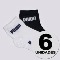 Kit Meia Puma 6 Pares Cano Médio Infantil Preta e Branca Kit Meia Puma 6 Pares Cano Médio Infantil Preta e Branca