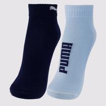 Kit Meia Puma Cano Baixo 2 Pares Azul e Marinho