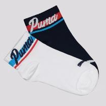 Kit Meia Puma Cano Baixo 2 Pares Infantil Branco e Marinho Kit Meia Puma Cano Baixo 2 Pares Infantil Branco e Marinho