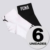 Kit Meia Puma Cano Baixo 6 Pares Preta e Branca