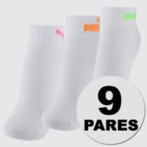 Kit Meia Puma Cano Baixo 9 Pares Feminina Branca