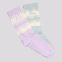 Kit Meia Puma Cano Longo 2 Pares Feminina Lilás e Verde
