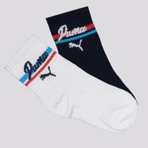 Kit Meia Puma Cano Longo 2 Pares Infantil Marinho e Branco Kit Meia Puma Cano Longo 2 Pares Infantil Marinho e Branco