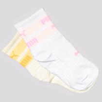 Kit Meia Puma Cano Longo 2 Pares Infantil Off-White e Branca Kit Meia Puma Cano Longo 2 Pares Infantil Off-White e Branca