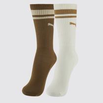 Kit Meia Puma Cano Longo 2 Pares Off White e Marrom Kit Meia Puma Cano Longo 2 Pares Off White e Marrom