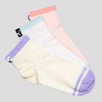 Kit Meia Puma Cano Médio 3 Pares Feminina Branca Rosa Off White Kit Meia Puma Cano Médio 3 Pares Feminina Branca Rosa Off White