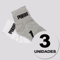 Kit Meia Puma Cano Médio 6 Pares Infantil Cinza e Branca